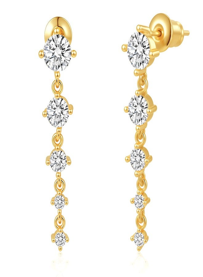 Rotnso Dangle Earrings for Women Trendy 14K Gold Plated Cartilage Hypoallergenic Small Diamond Dangle Drop Cute Non Tarnish Studs for Sensitive Ears Jewelry Gift - Image 1